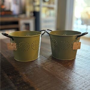 NWT Lot of 2 Planters Sage Green with Drainage Holes Removable Plugs 8”